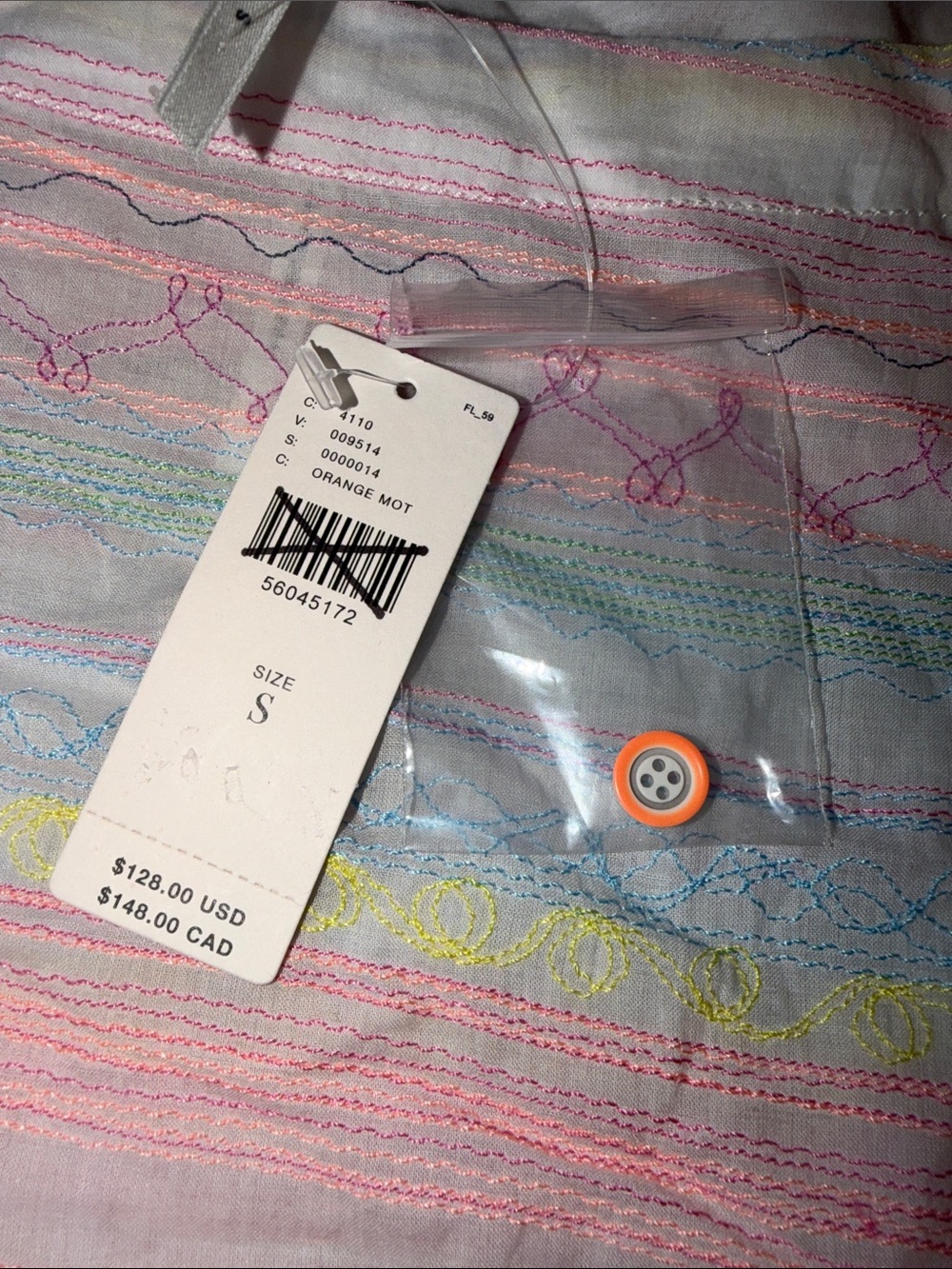 NEW Anthropologie Letty Embroidered Babydoll Top Orange Mot Pastel S 100% cotton - Picture 6 of 8